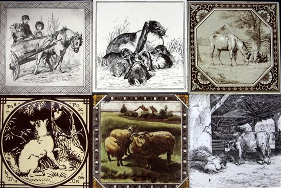 Seventeen Mintons China Works tiles,